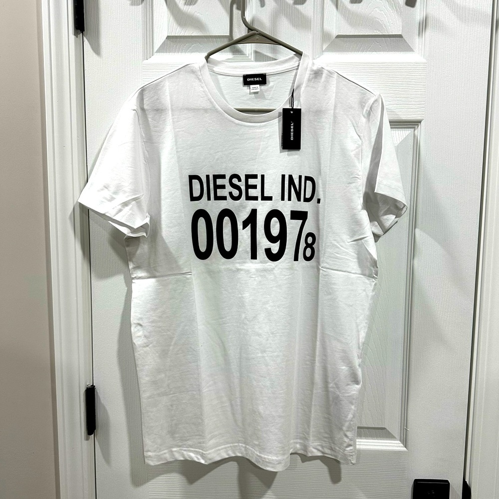 NEW Diesel Industry Ind. 001978 White and Black Tee NWT Men’s Large